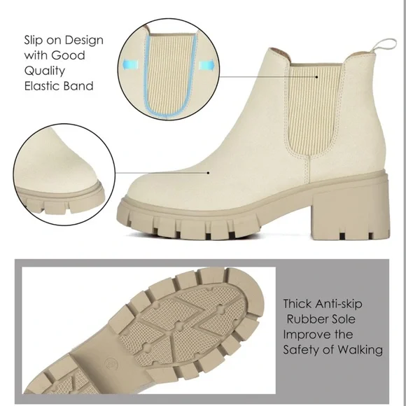 Neutral Cream Chelsea Winter Casual wear Boots - Picture 2 of 5